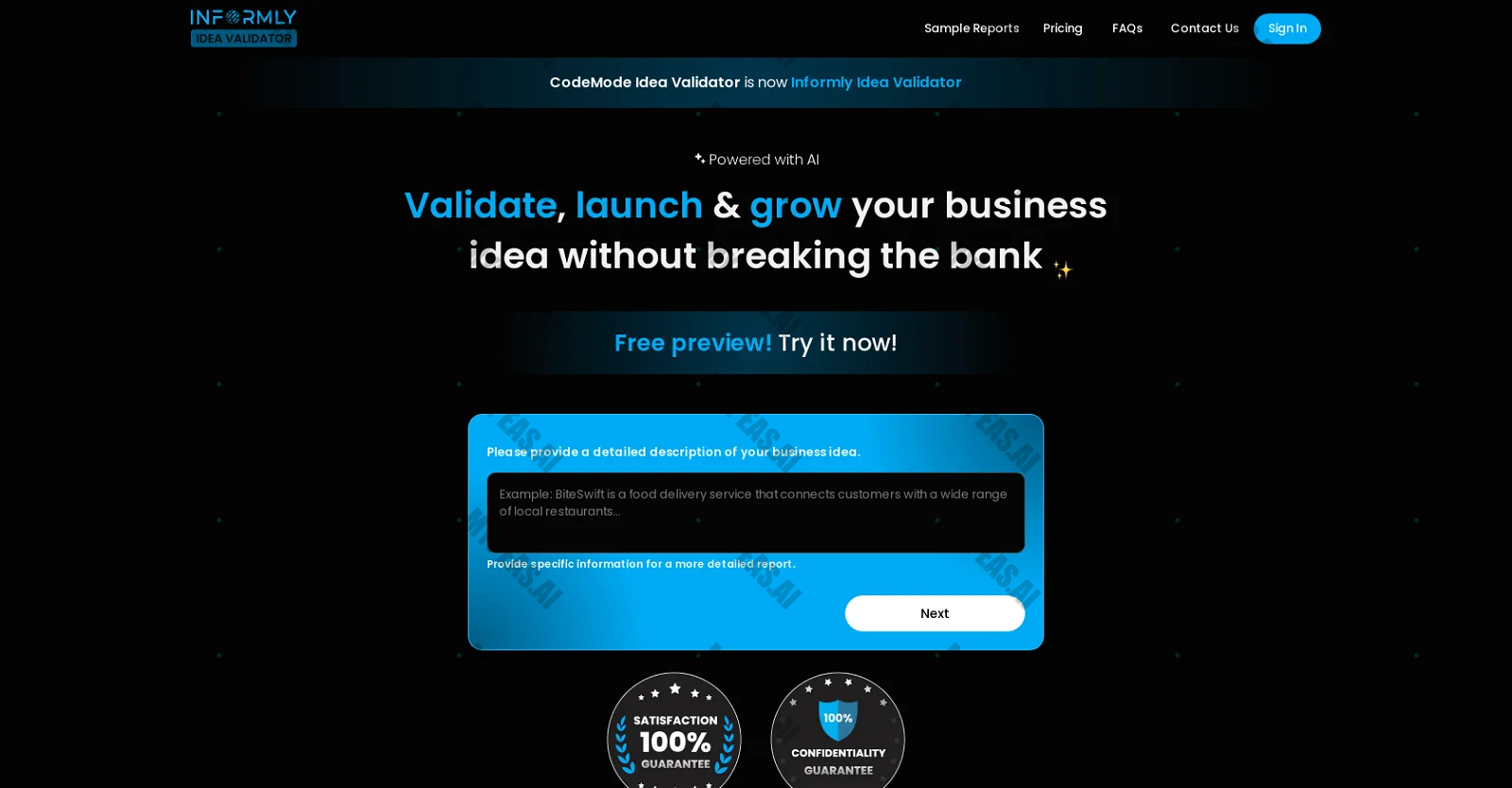 Informly Idea Validator screenshot