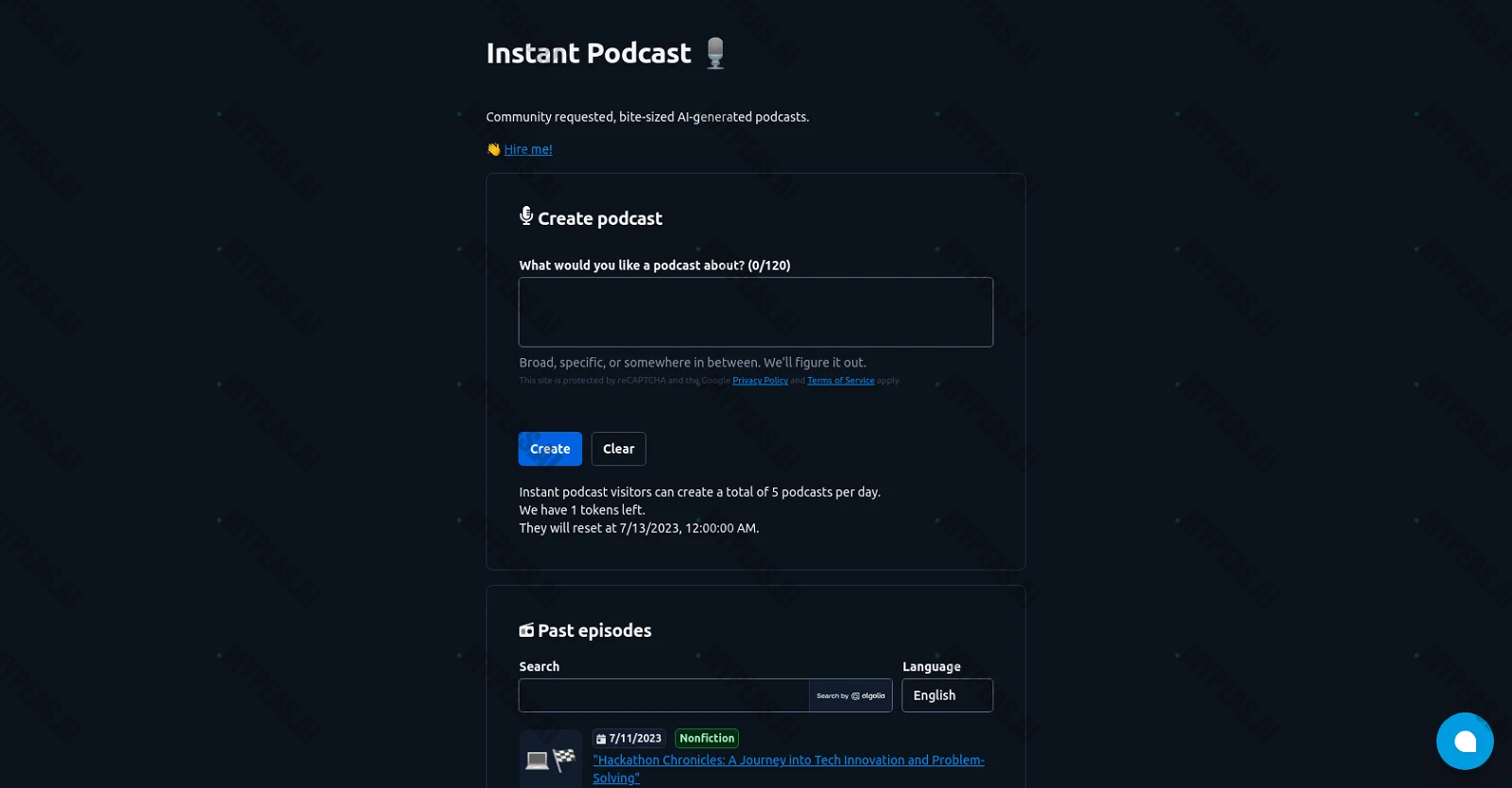 Instant Podcast screenshot