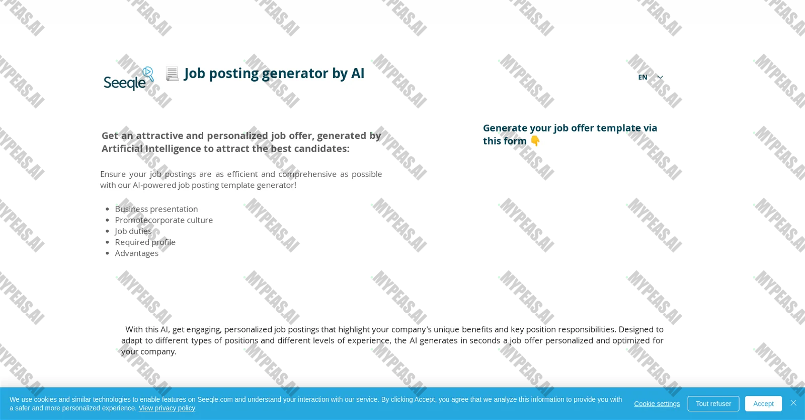Job posting generator by AI screenshot