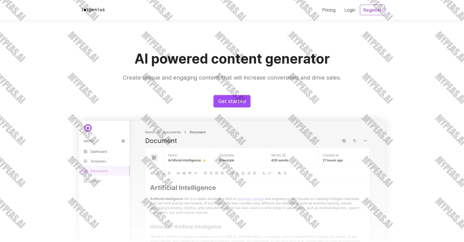 Jotgenius screenshot