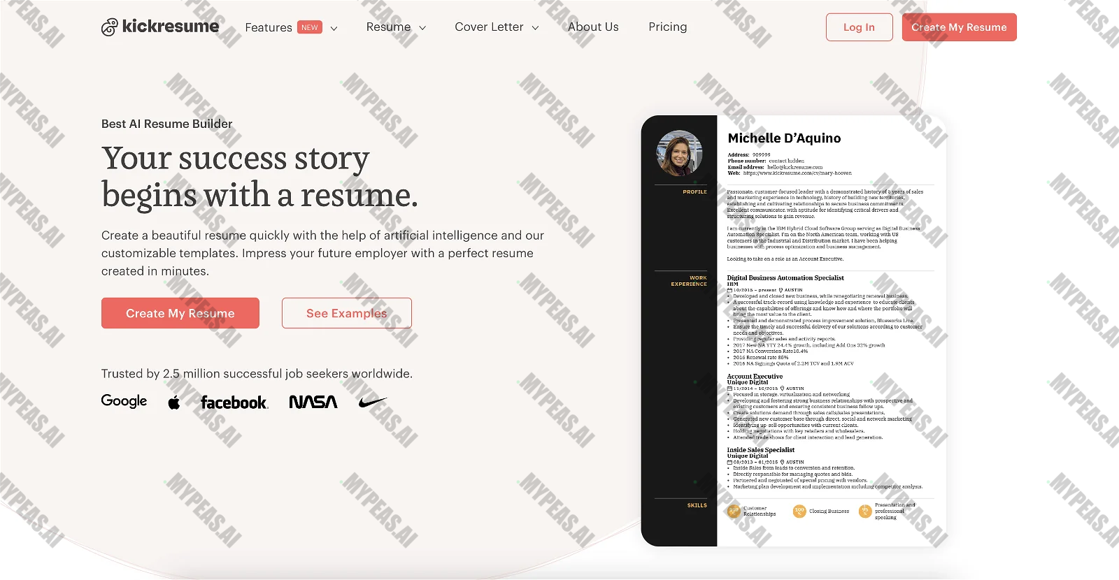 Kickresume screenshot