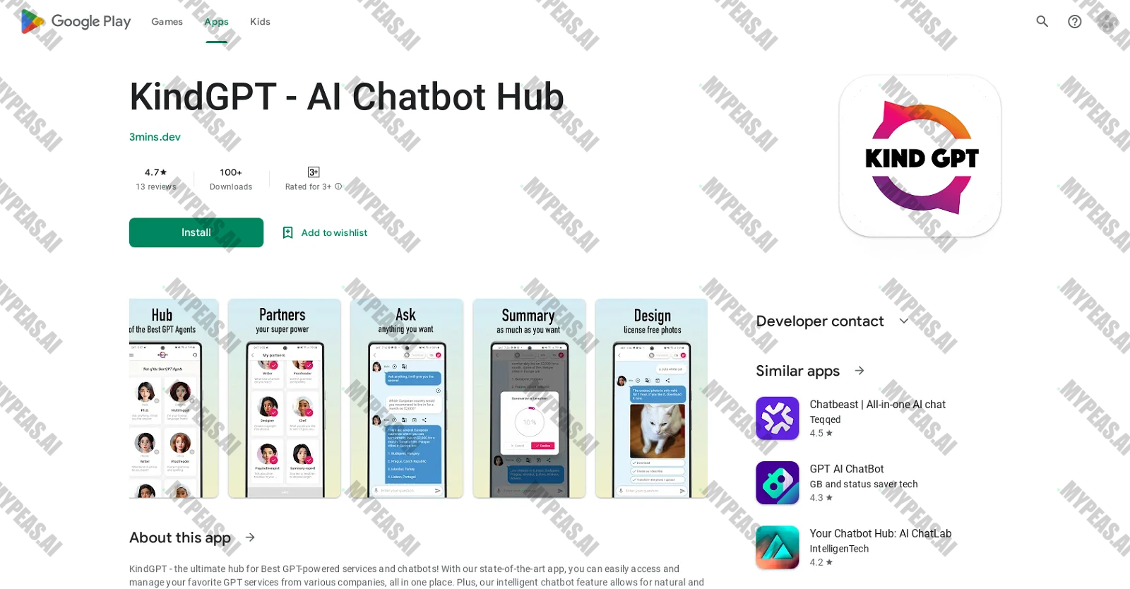 KindGPT screenshot