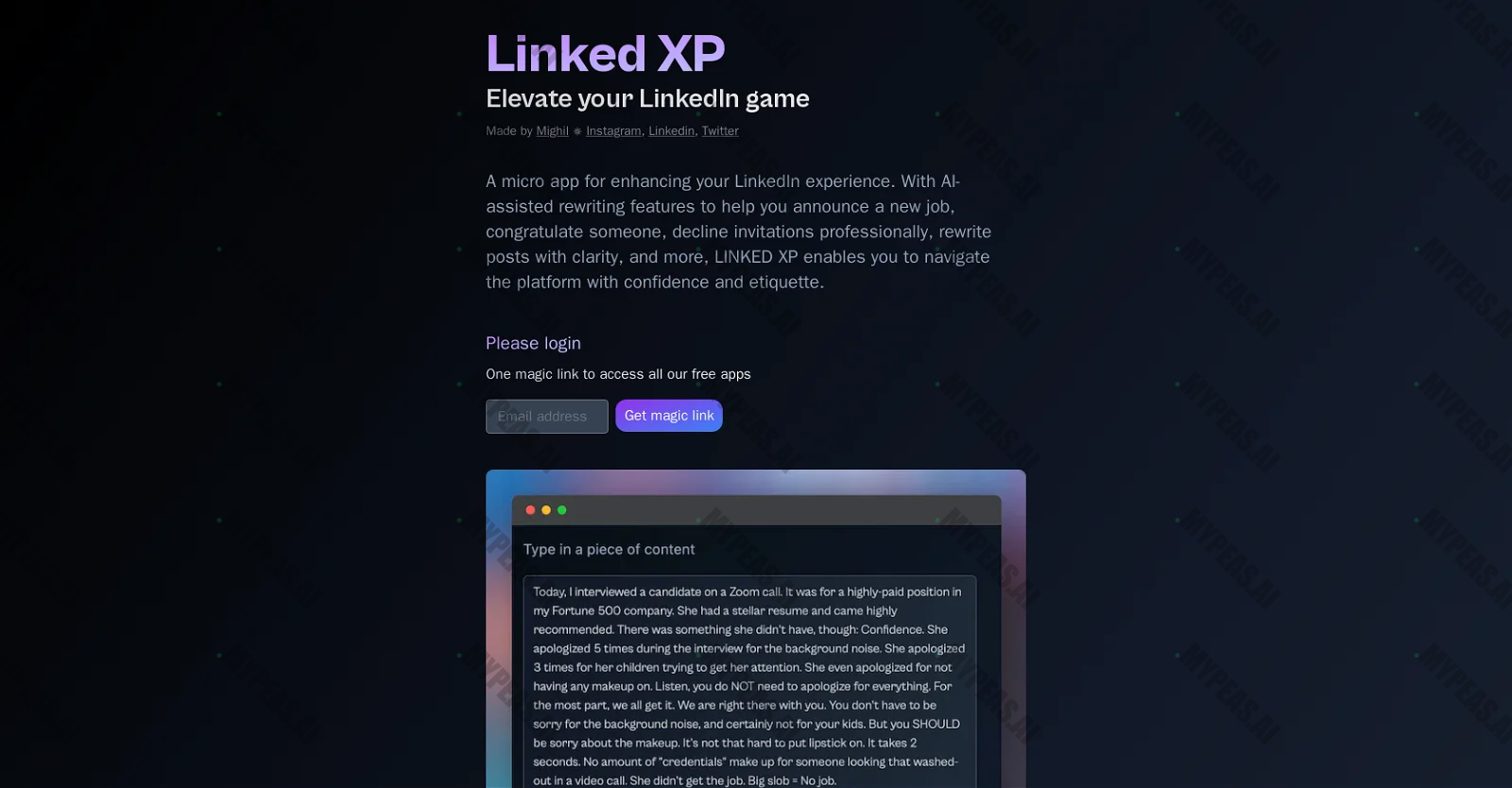 Linked XP screenshot