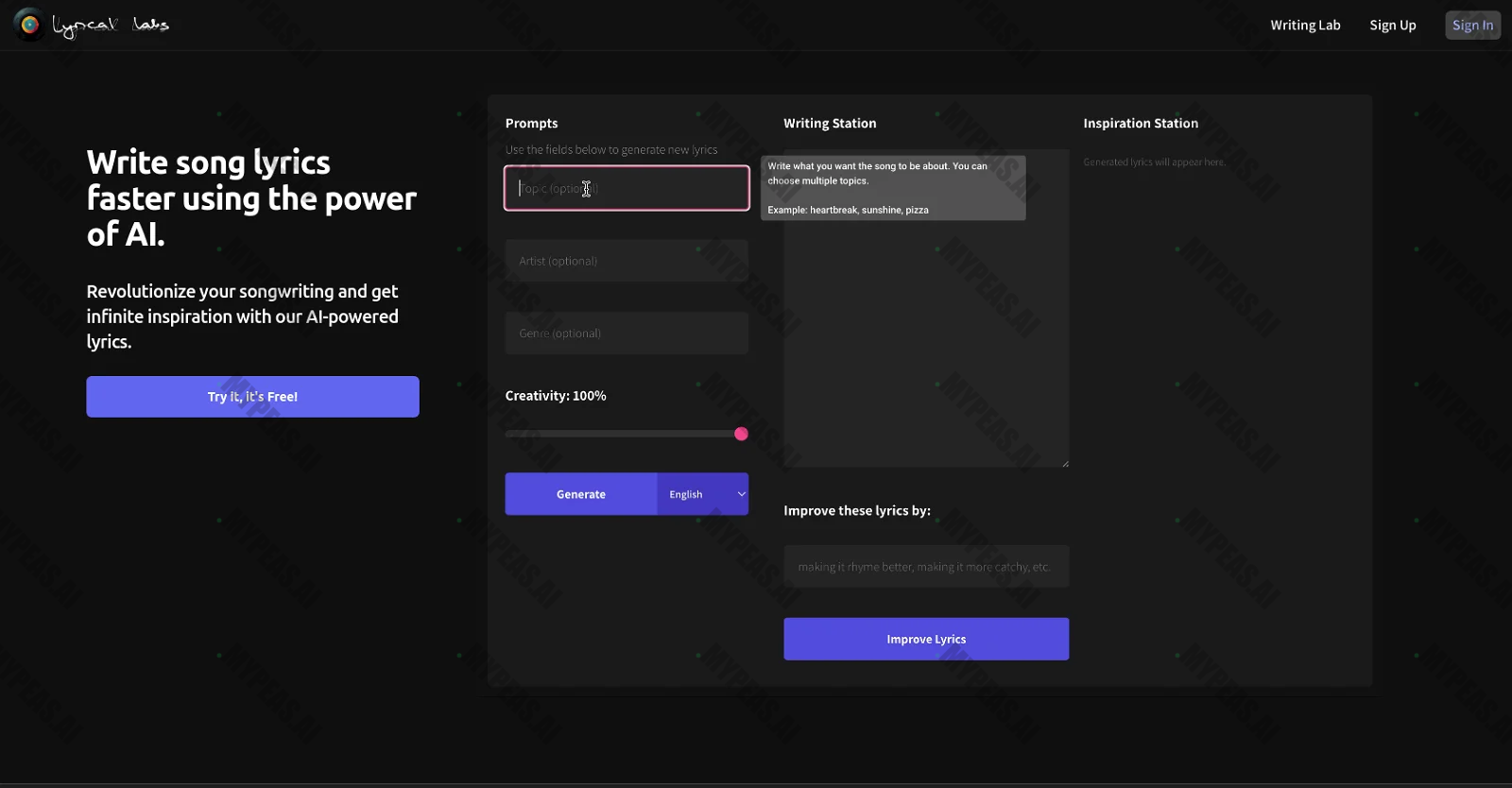 Lyricallabs screenshot