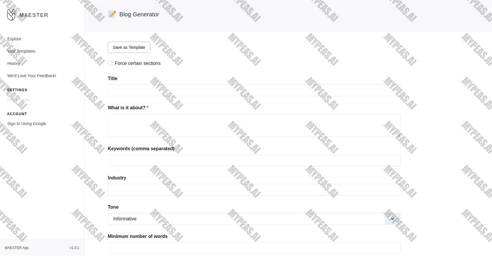 Maester blog creator screenshot