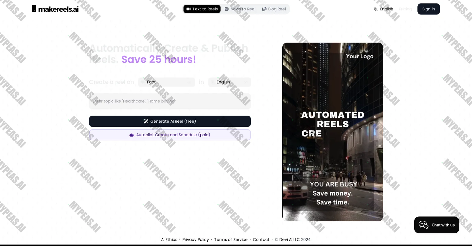 Makereels.ai screenshot