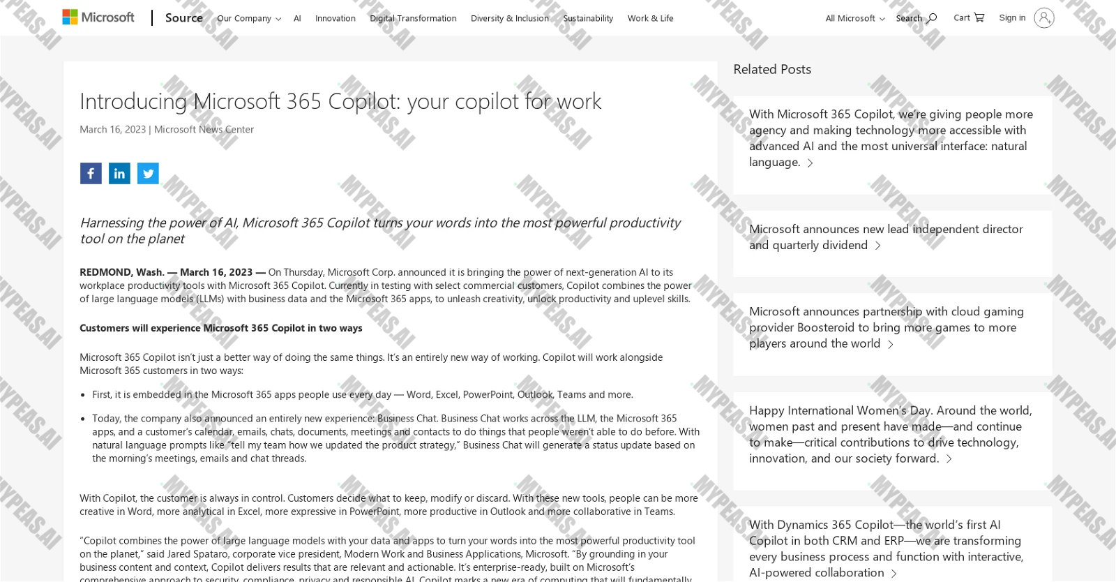 Microsoft 365 Co-pilot screenshot