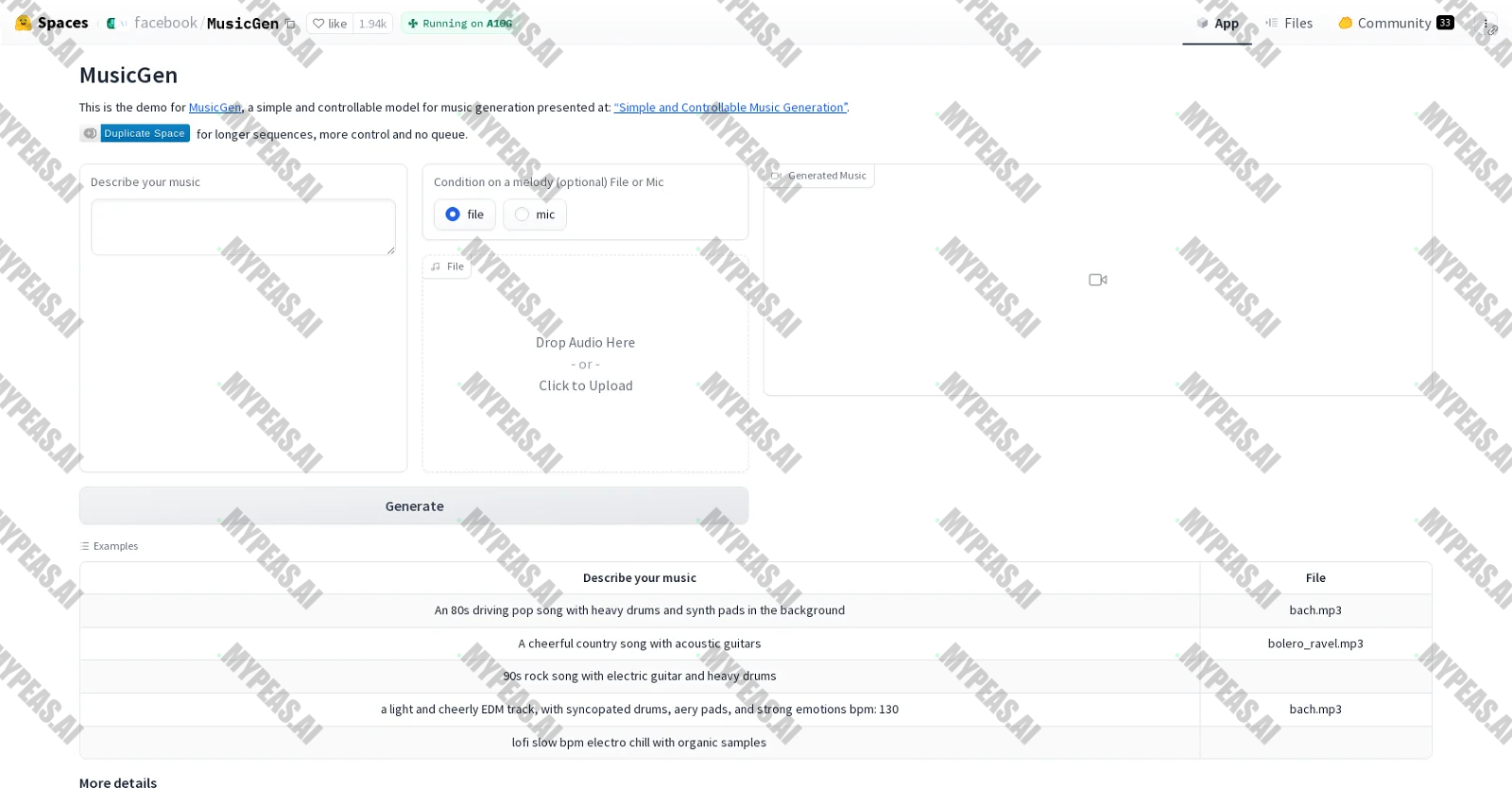 MusicGen screenshot