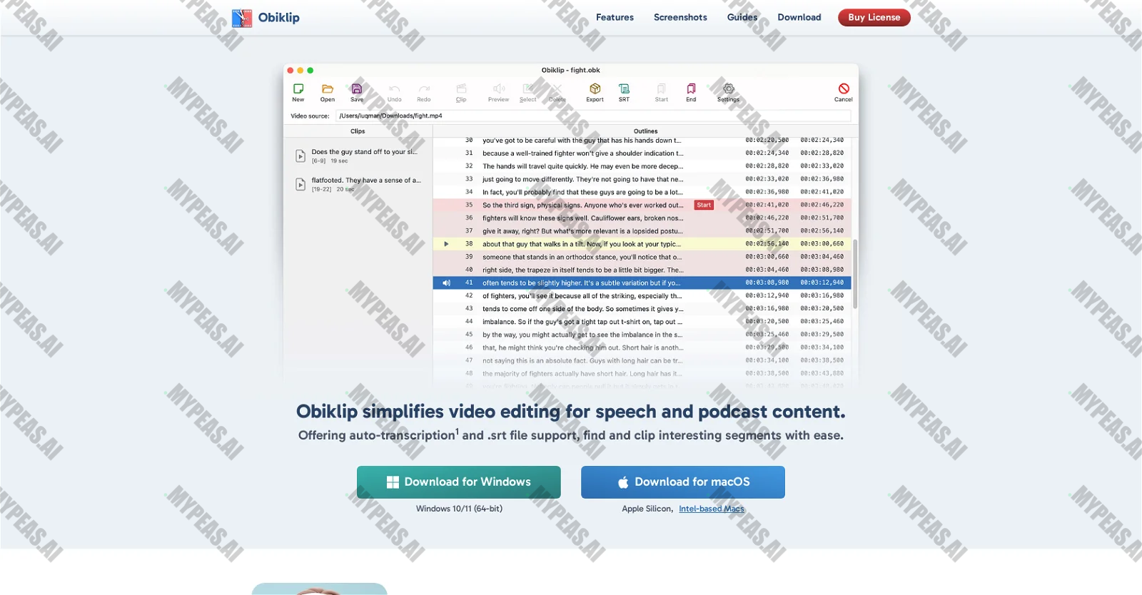 Obiklip screenshot