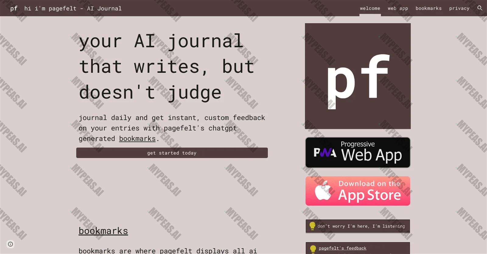 Pagefelt screenshot