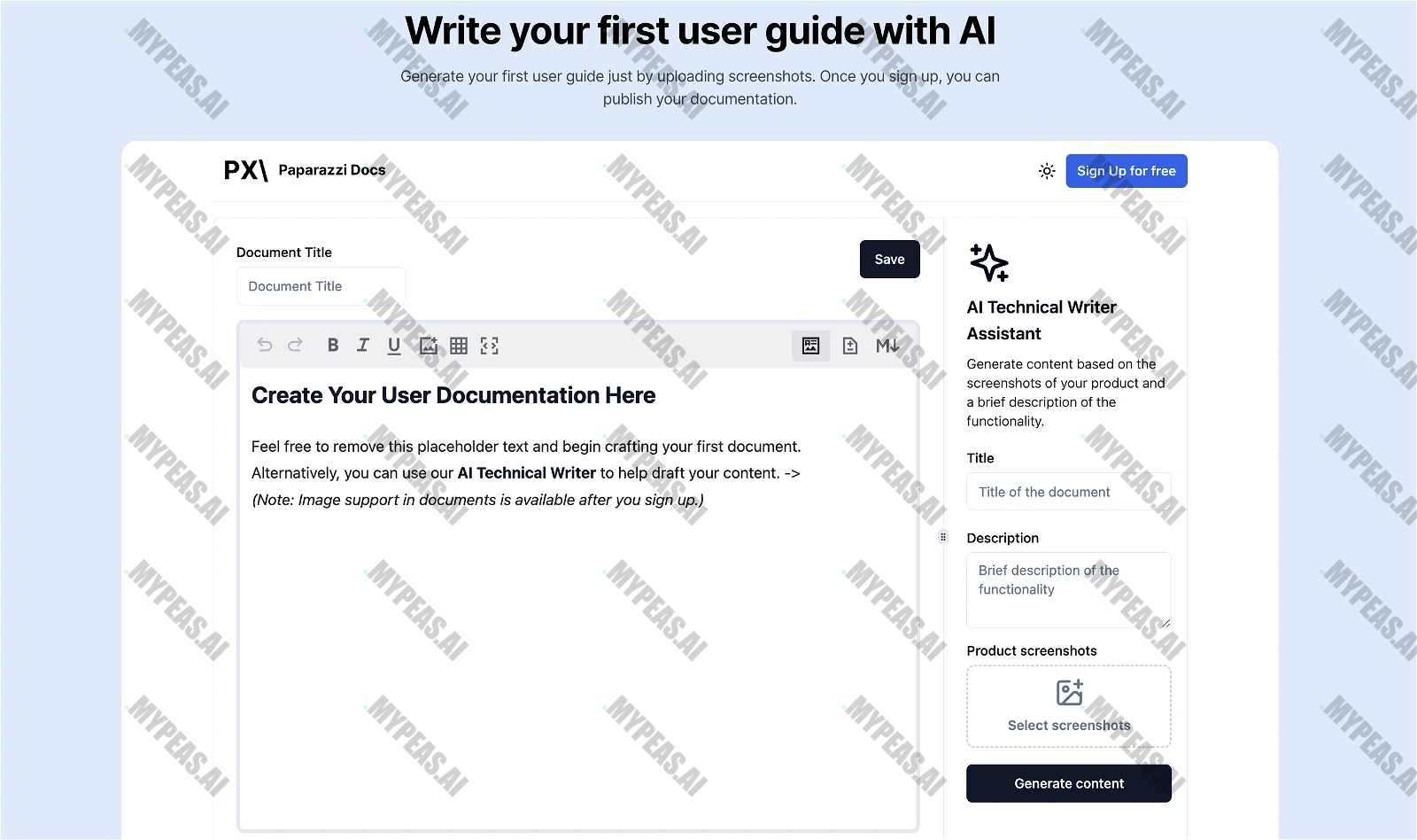 Paparazzi Docs screenshot