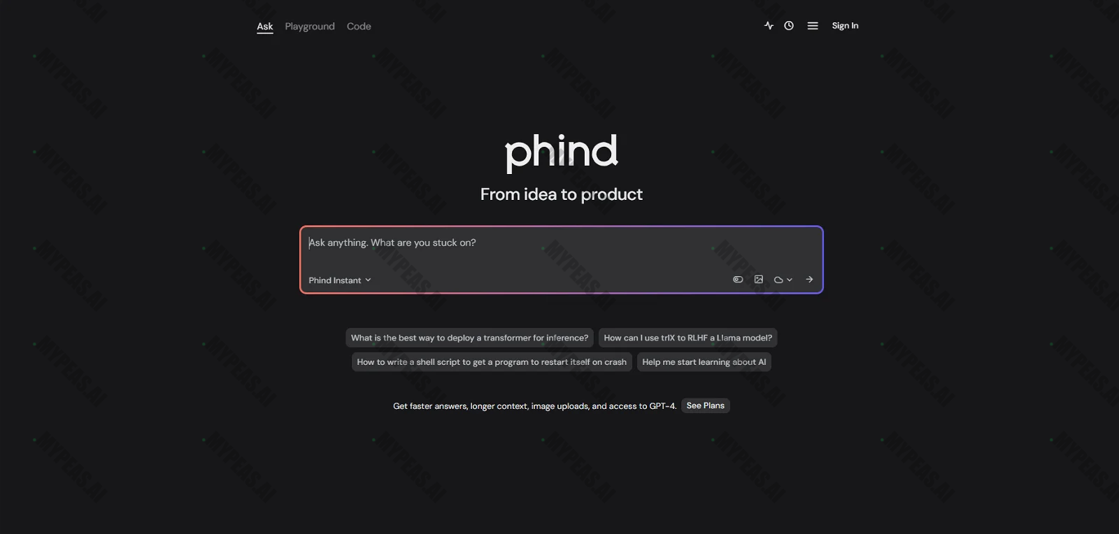 Phind screenshot