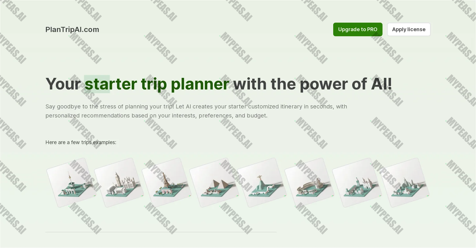 PlanTripAI screenshot