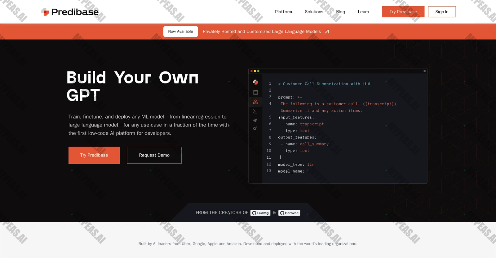 Predibase screenshot
