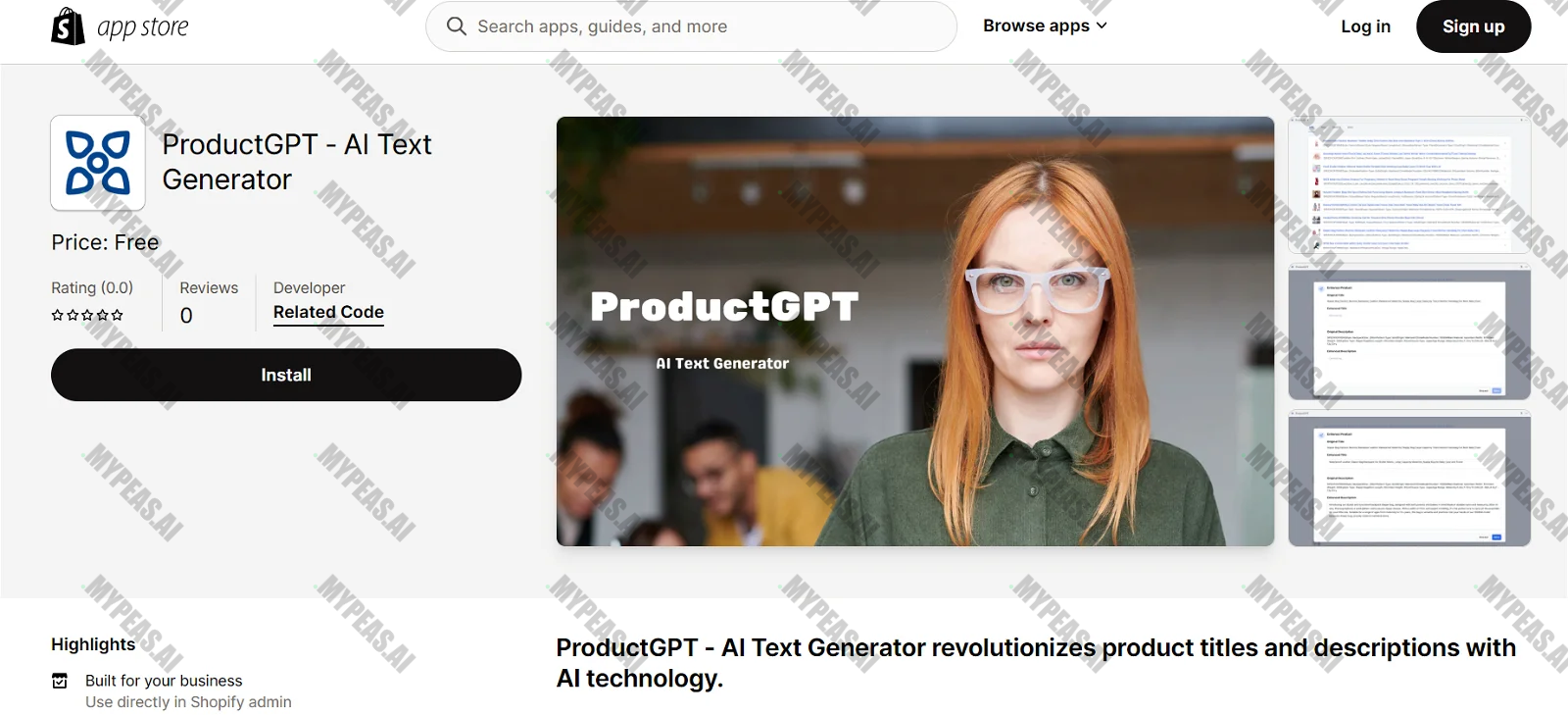 ProductGPT screenshot