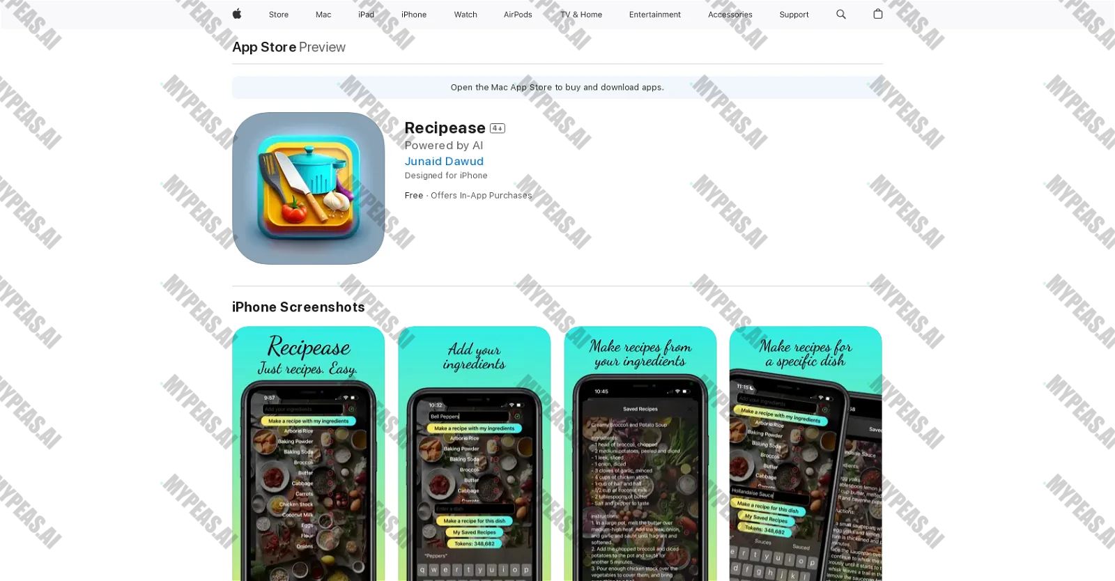 Recipease screenshot