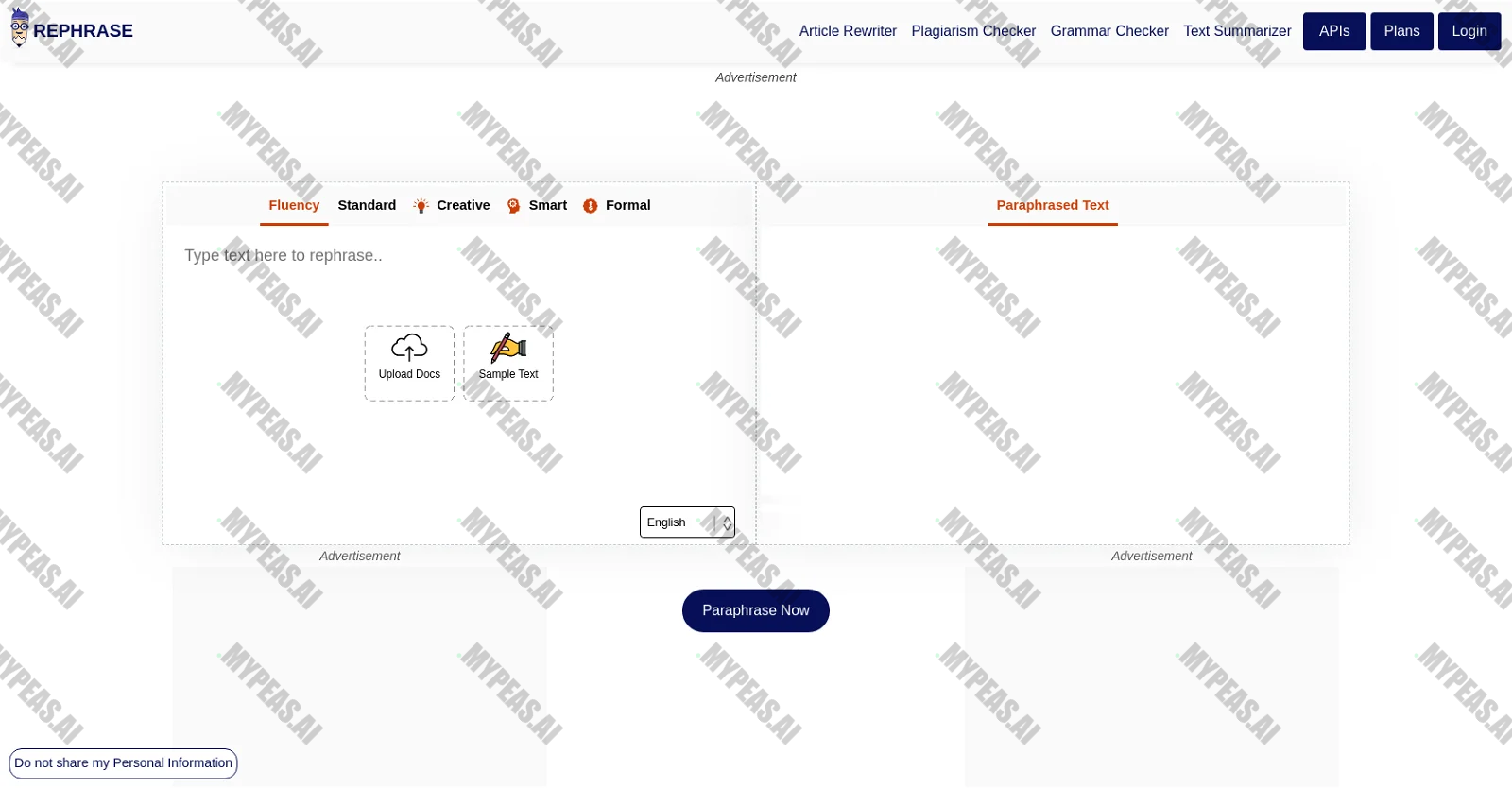Rephrase.info screenshot