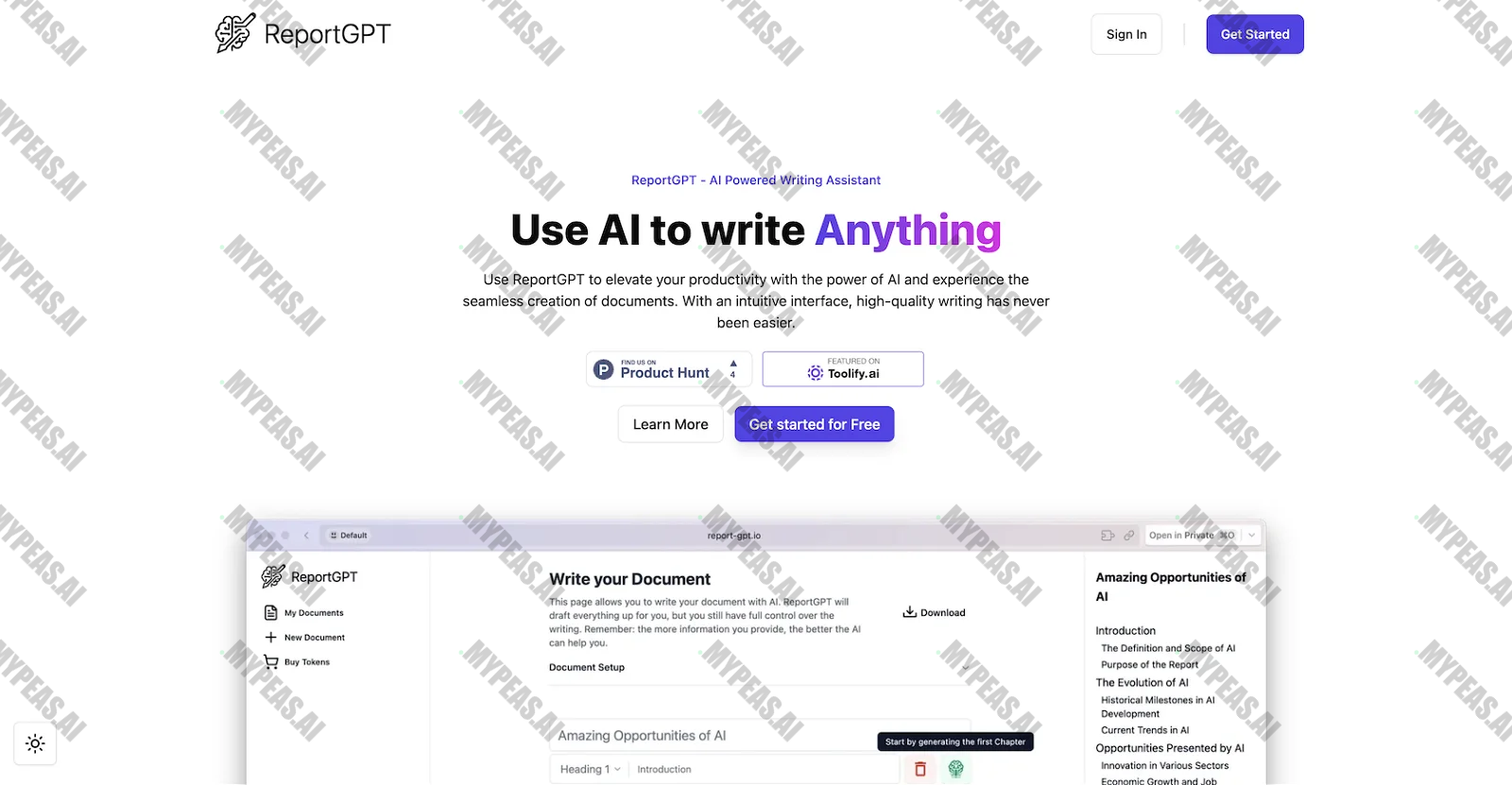 ReportGPT screenshot