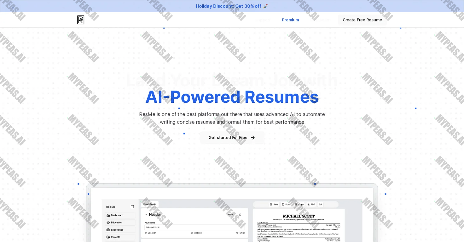 ResMe.xyz screenshot