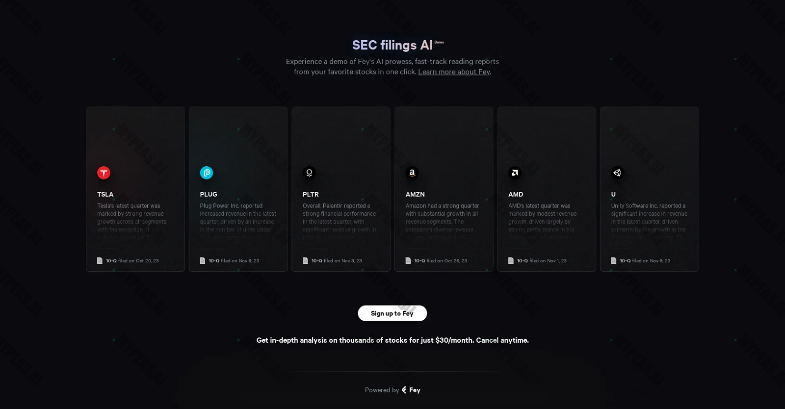 Secfilings screenshot
