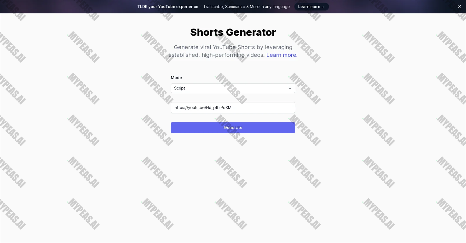 Shorts Generator screenshot
