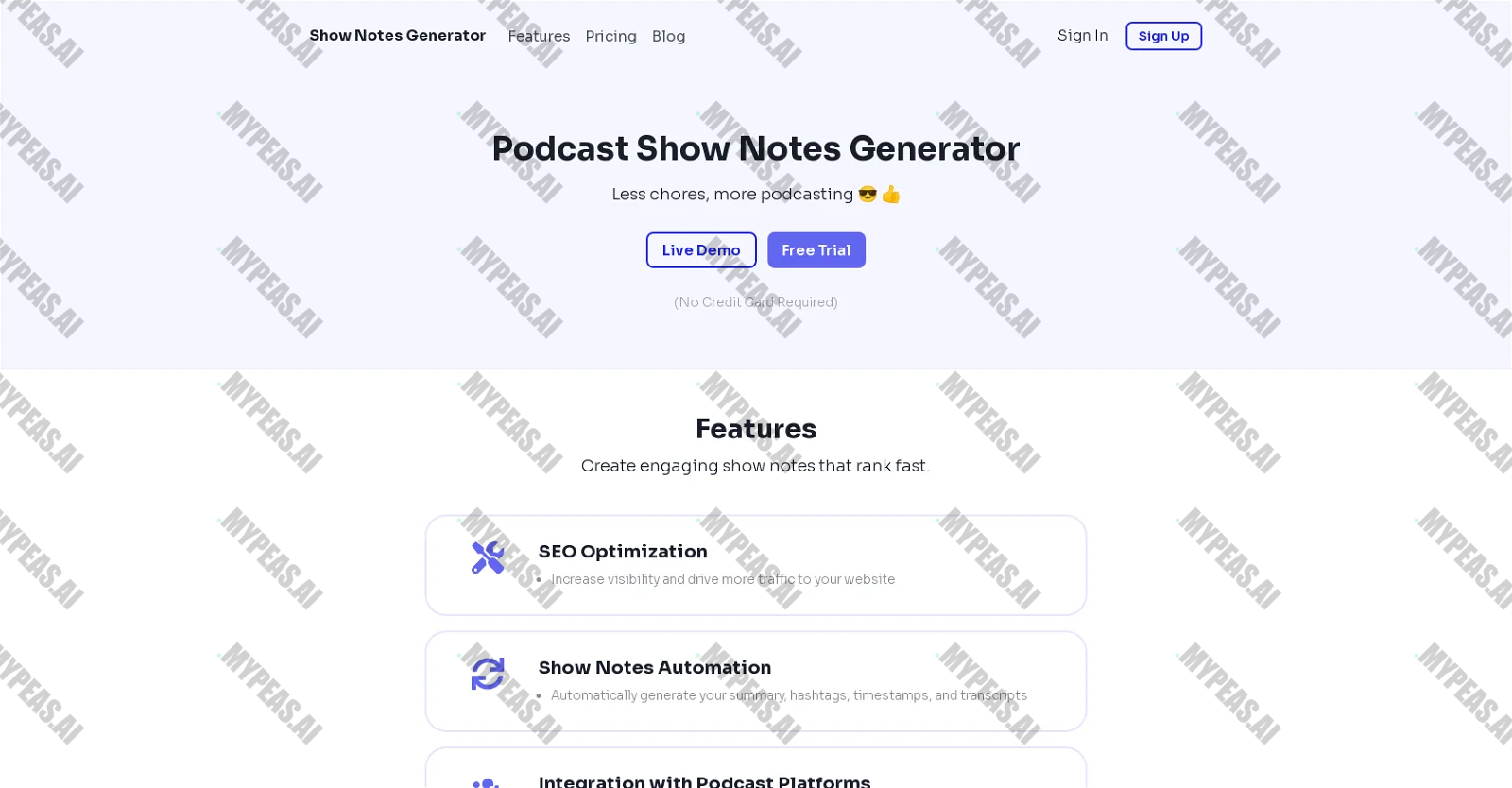 Show Notes Generator screenshot