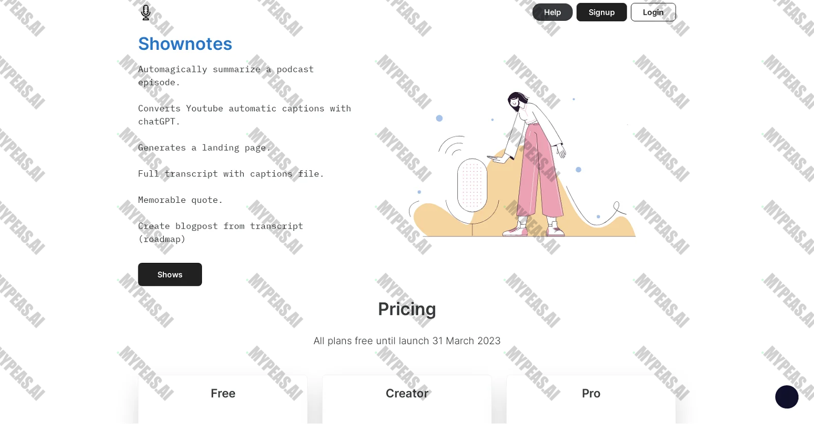 Shownotes screenshot