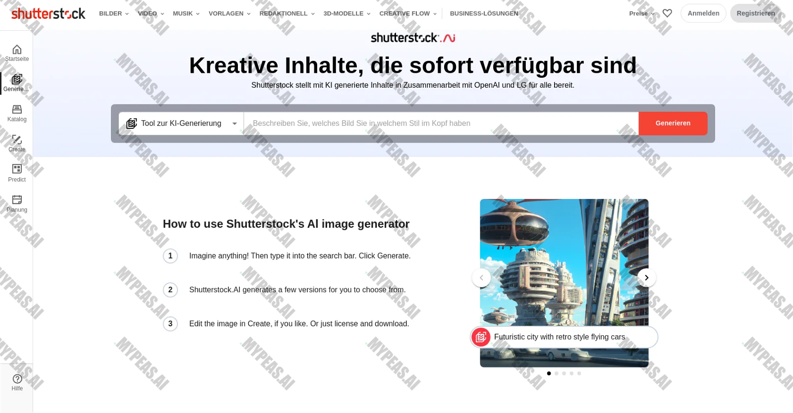 Shutterstock image generator screenshot