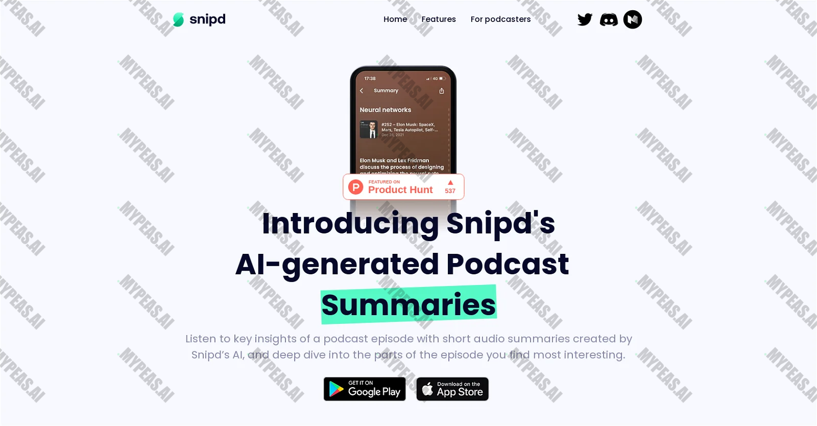 Snipd Podcast Summaries screenshot