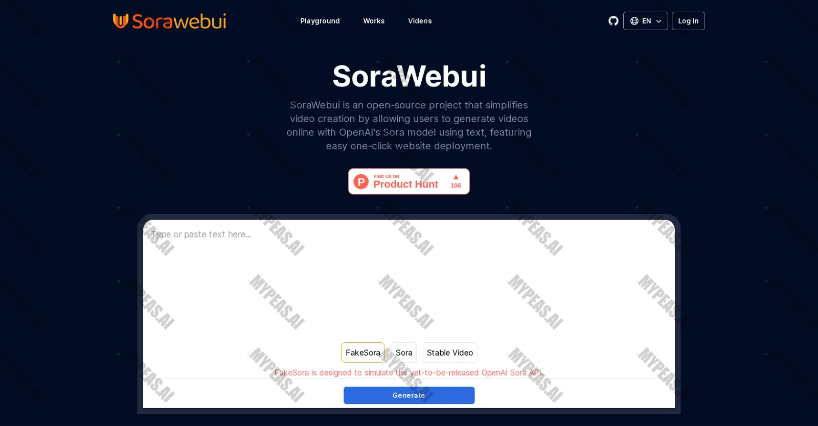 SoraWebui screenshot