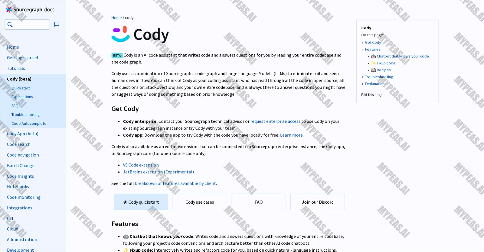 Sourcegraph Cody screenshot