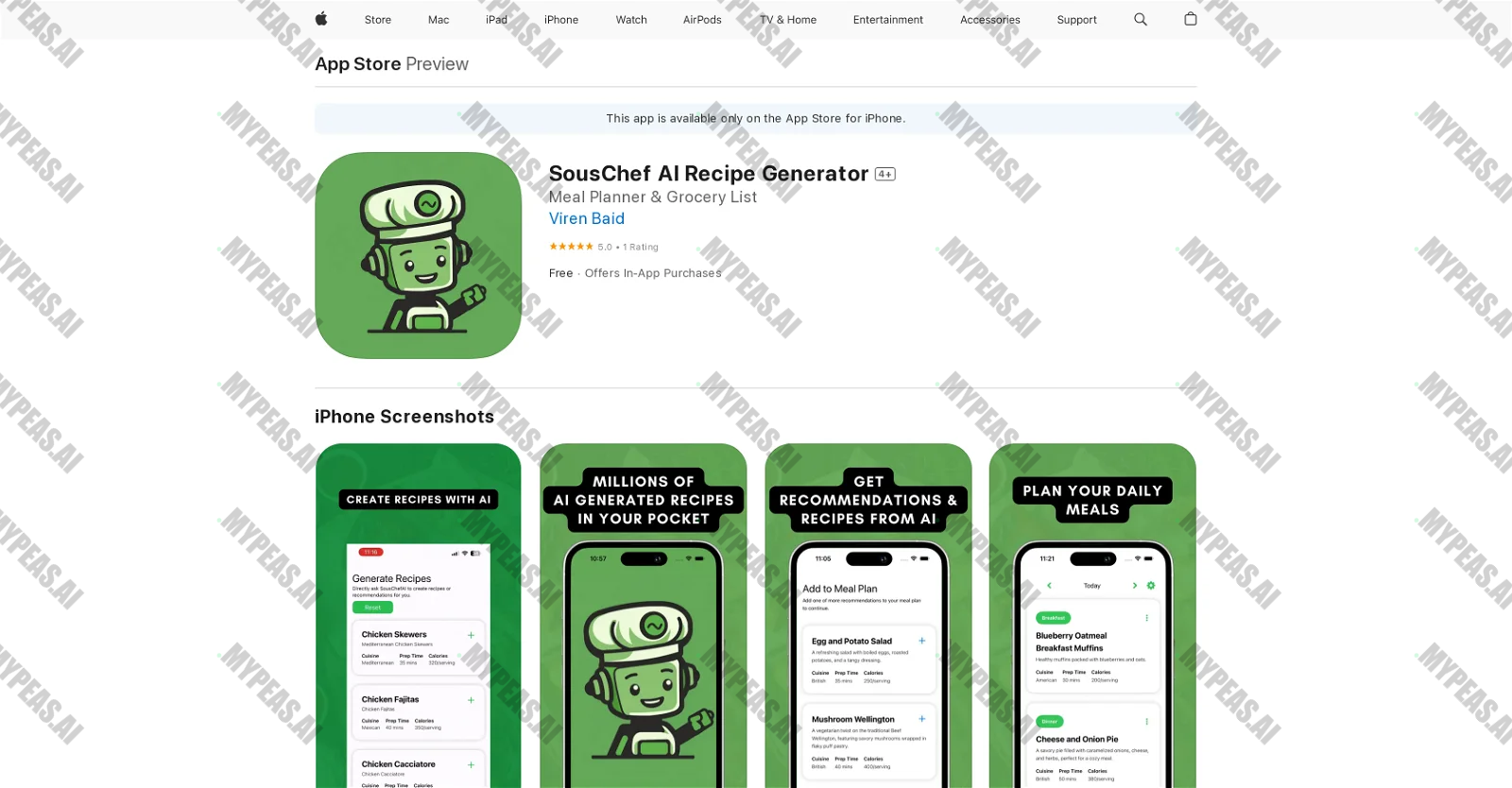 SousChef AI Recipe Generator screenshot
