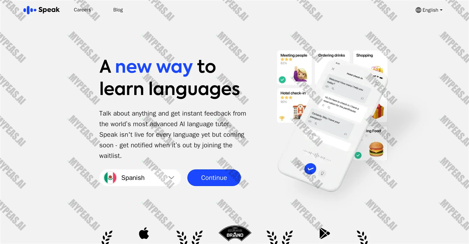 Speak.com screenshot