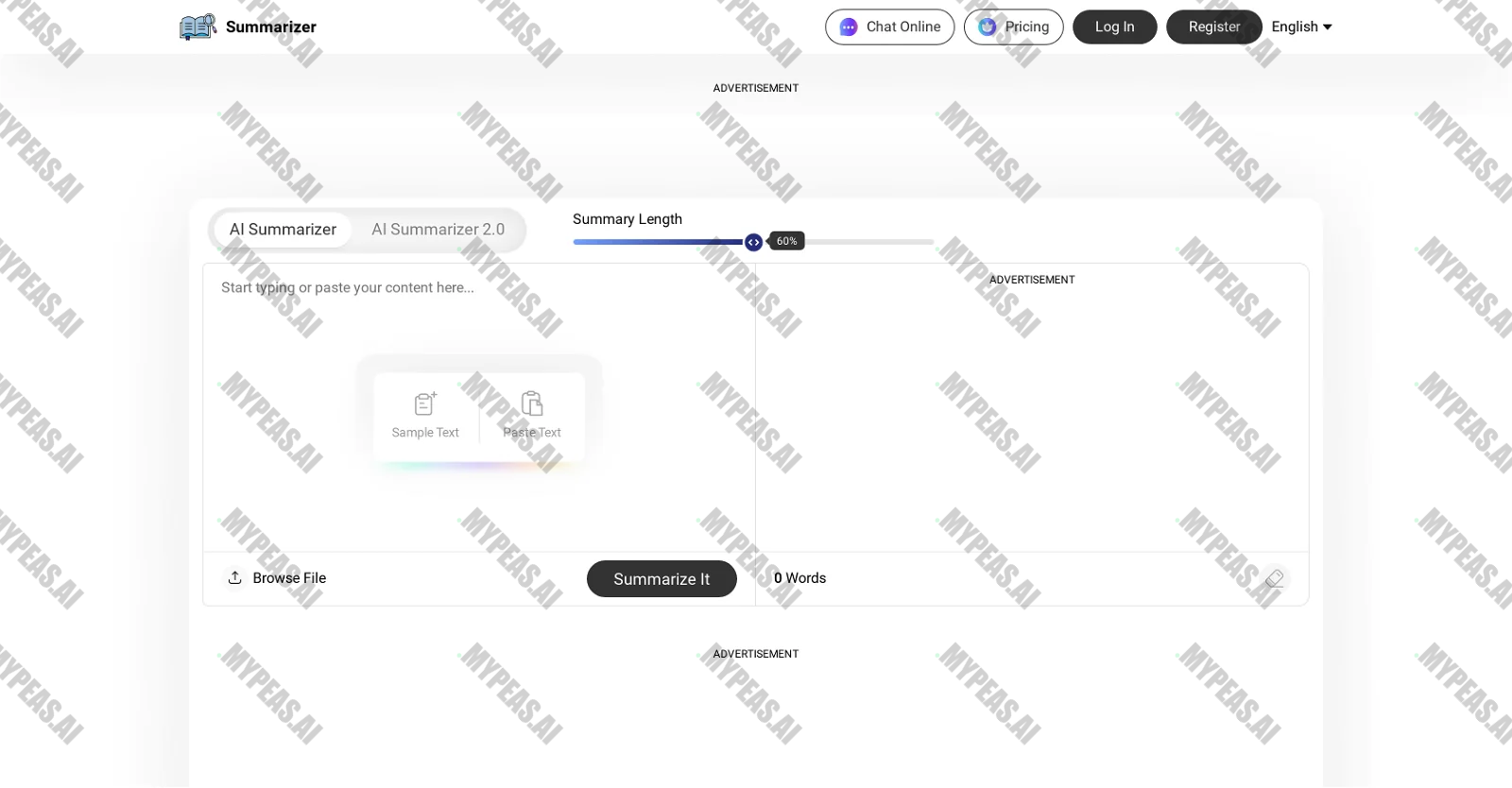 Summarizer.org screenshot