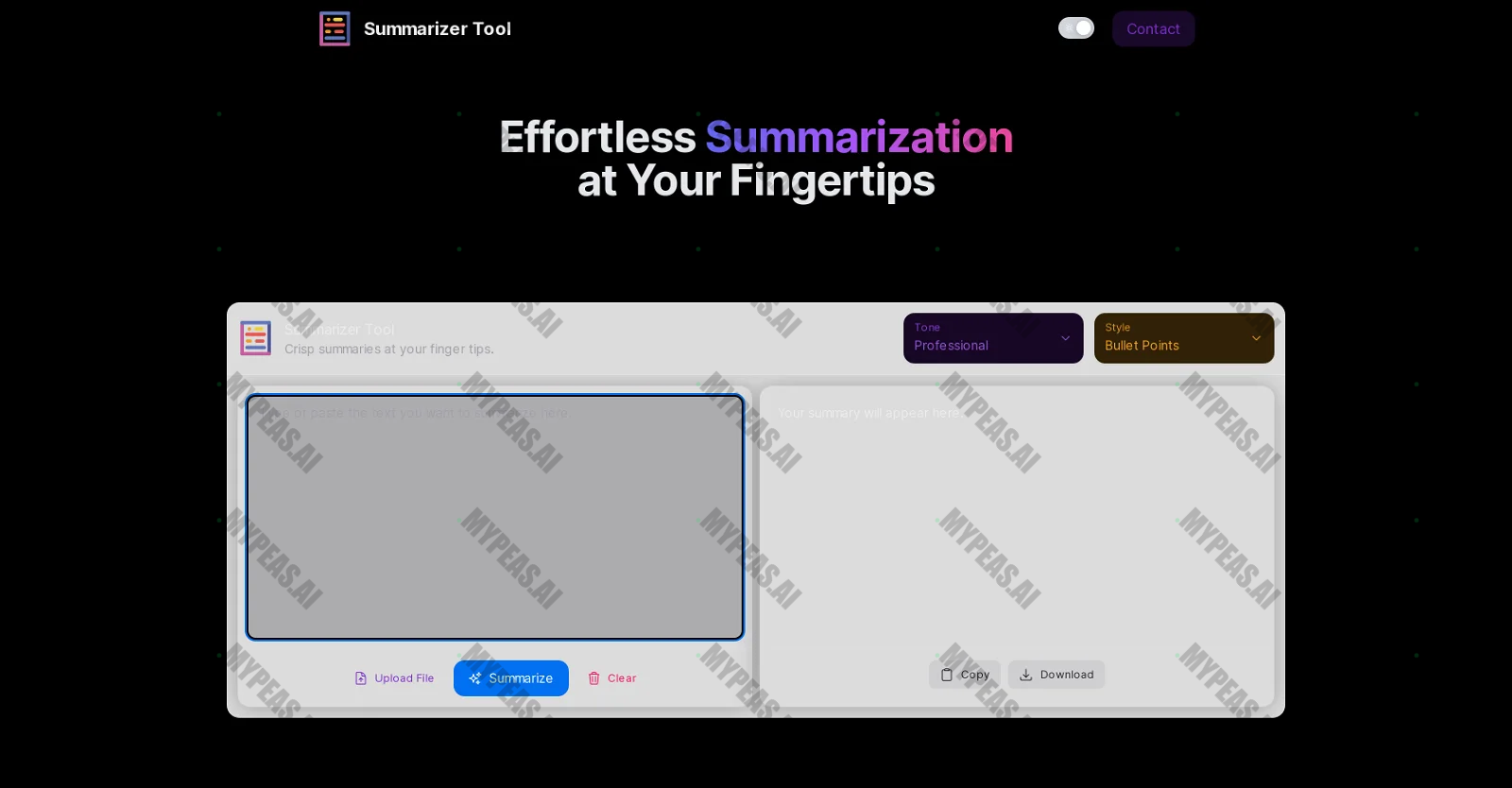 Summarizer Tool screenshot