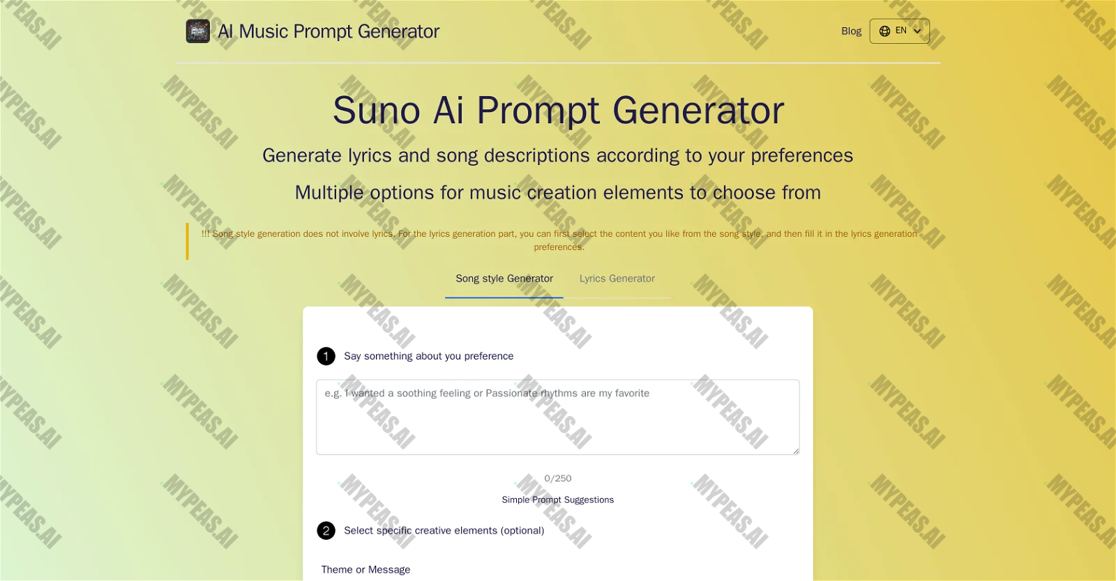 Suno Prompt screenshot
