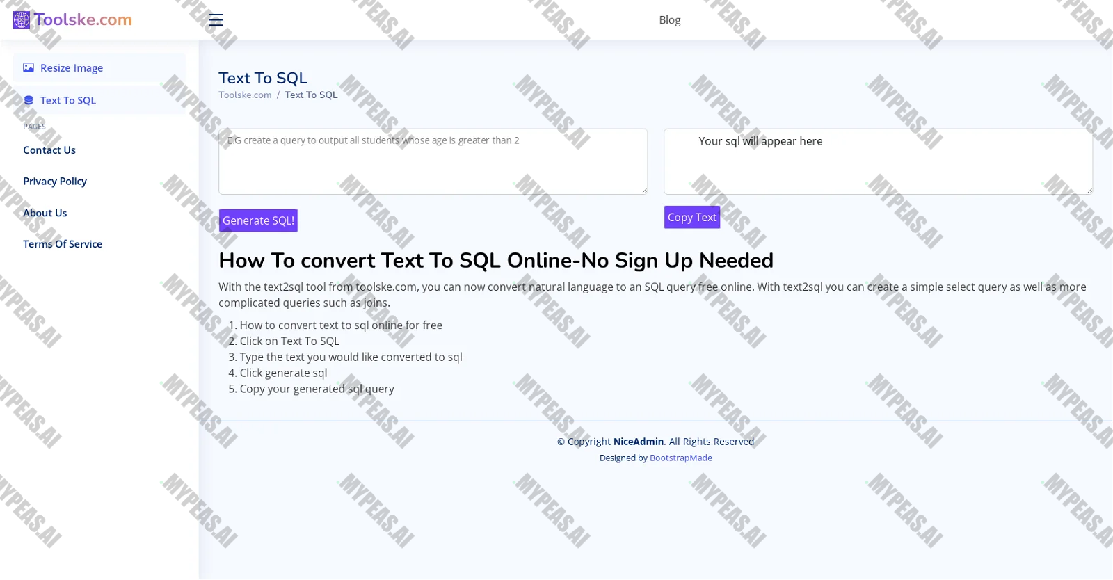 Text2SQL screenshot