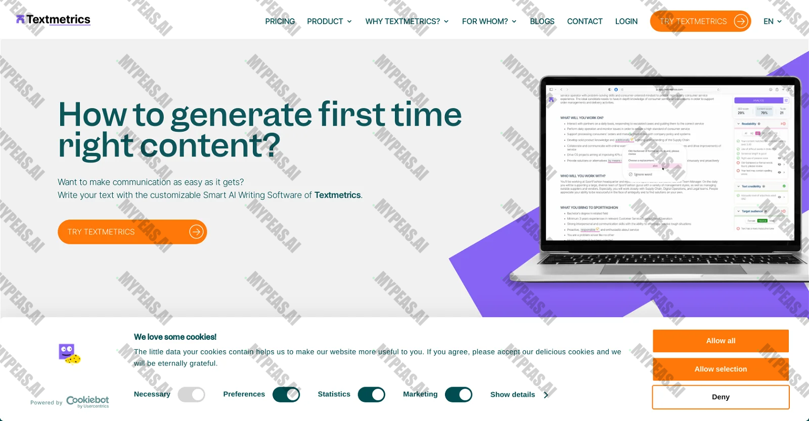 Textmetrics screenshot