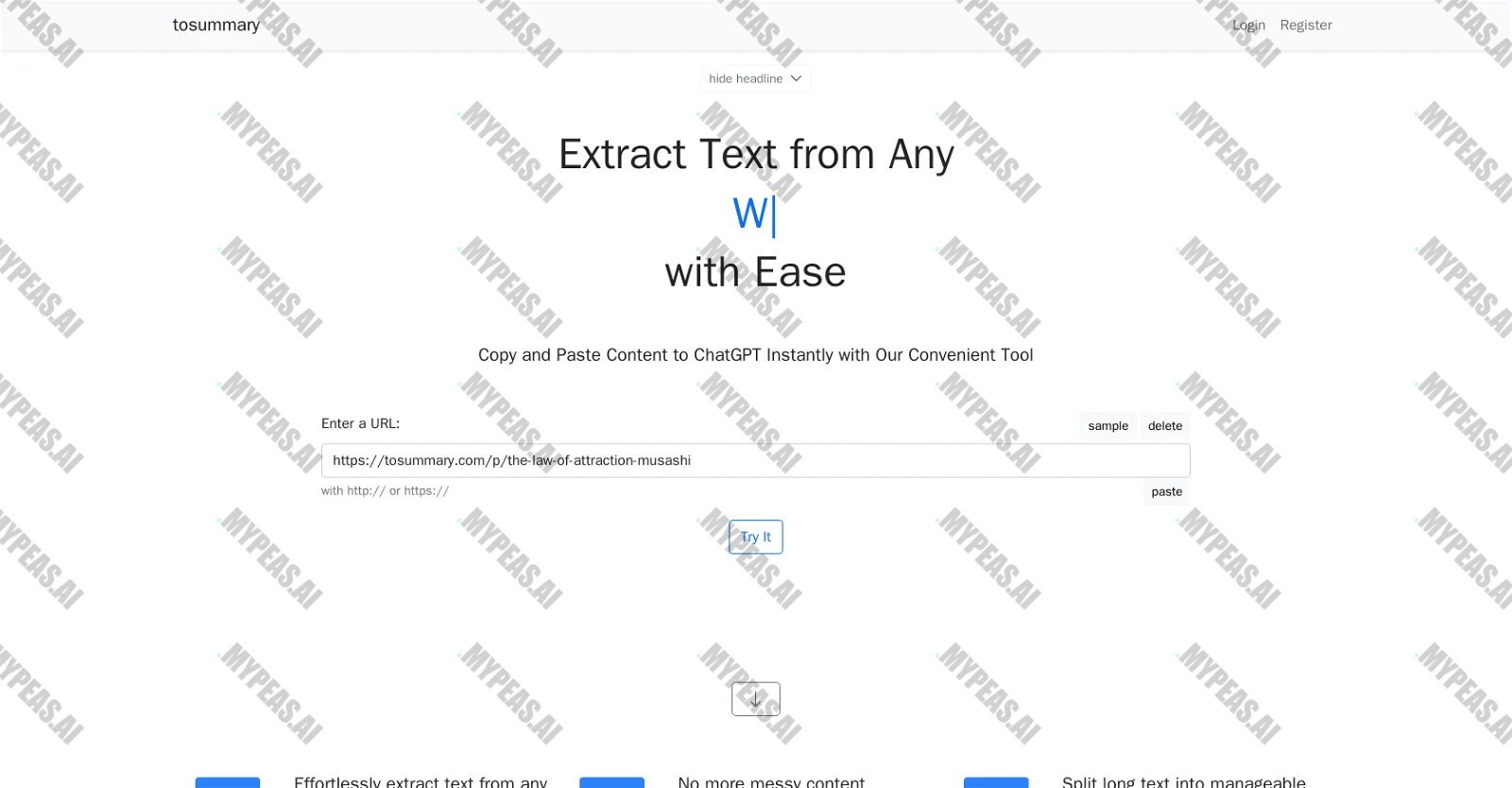 Tosummary screenshot