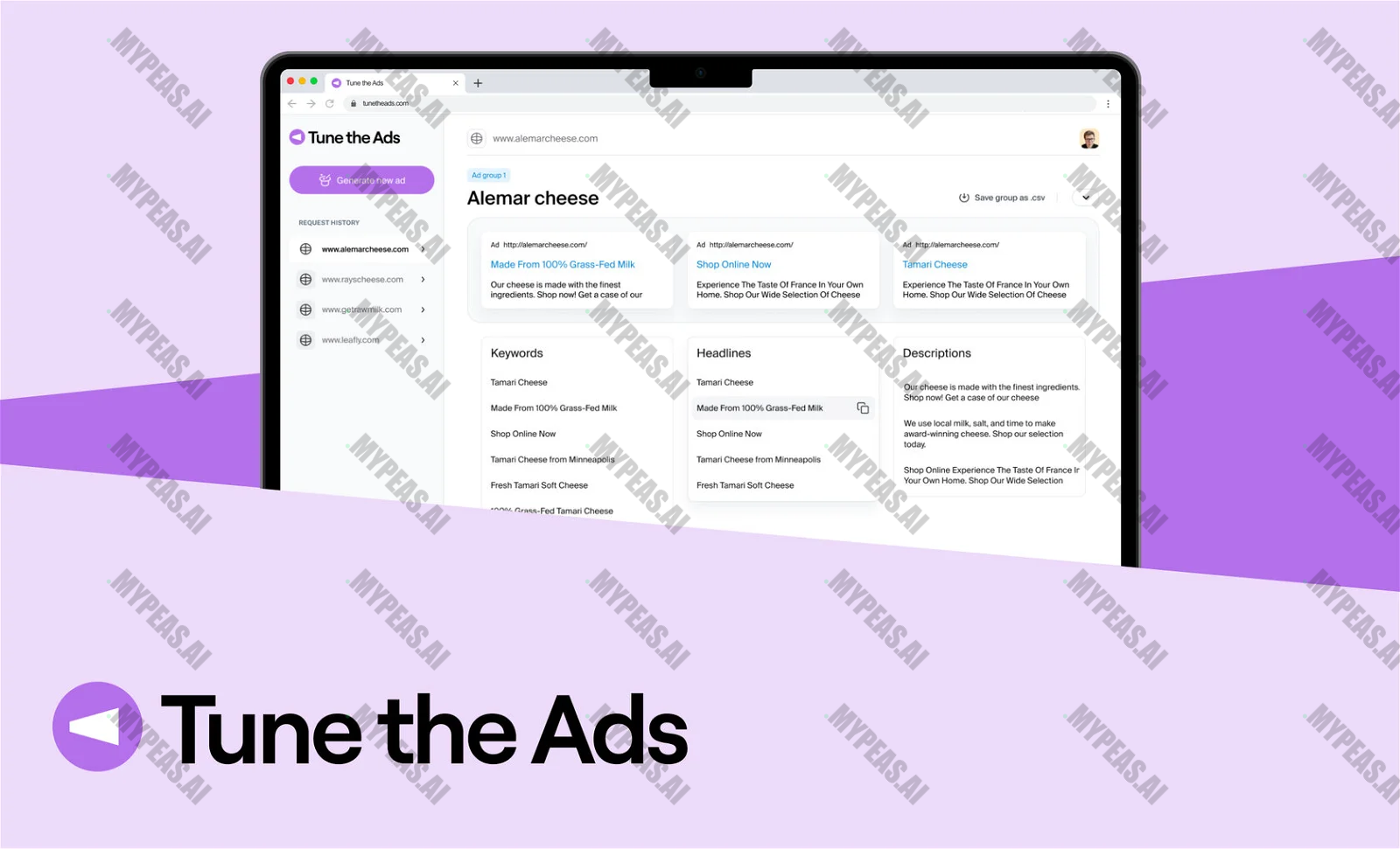 Tune the ads screenshot