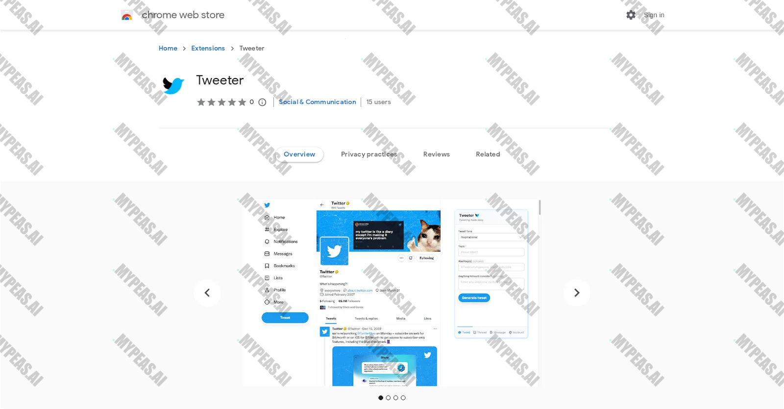 Tweeter screenshot
