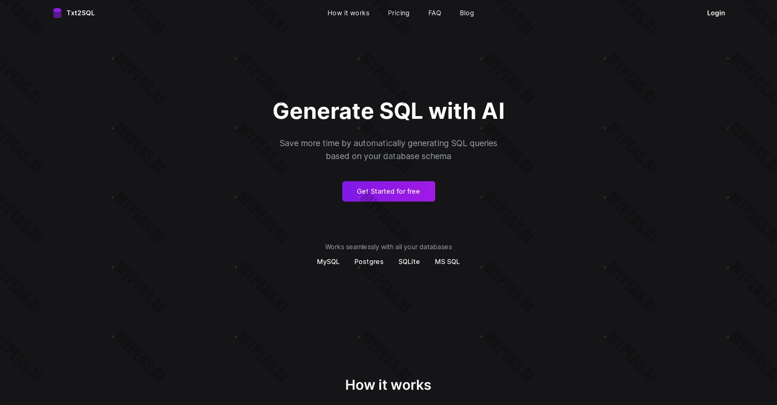 Txt2SQL.com screenshot