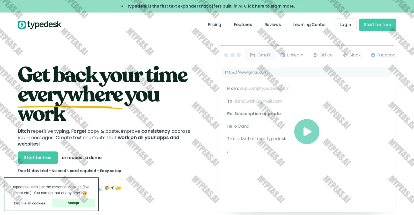 Typedesk screenshot