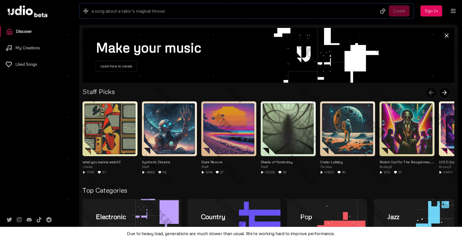 Udio screenshot