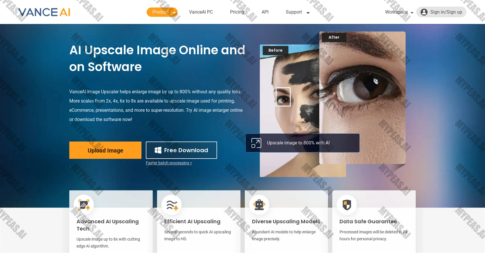 VanceAI Image Upscaler screenshot