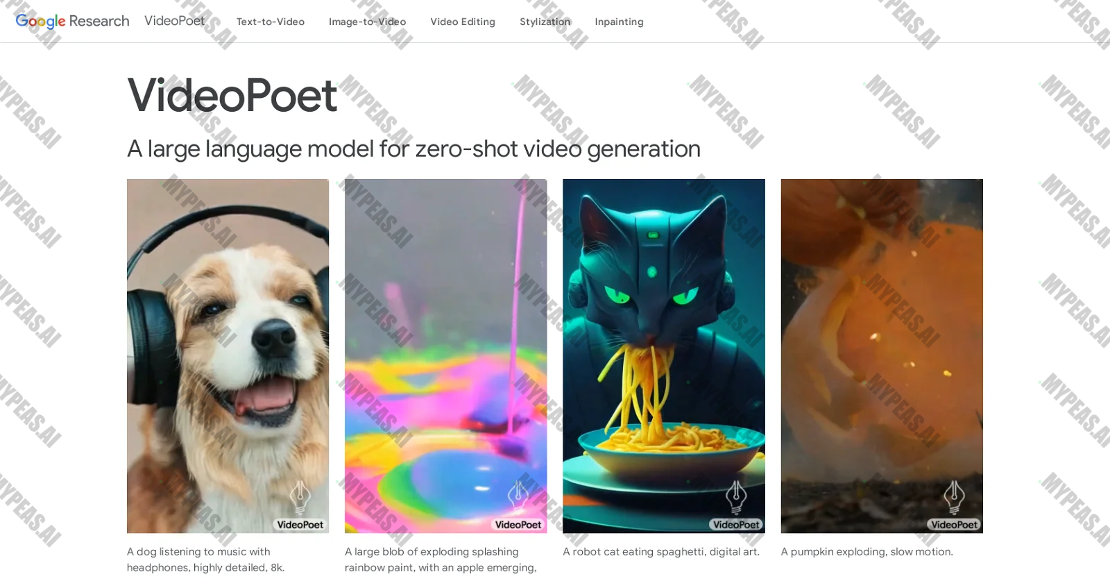 VideoPoet by Google screenshot