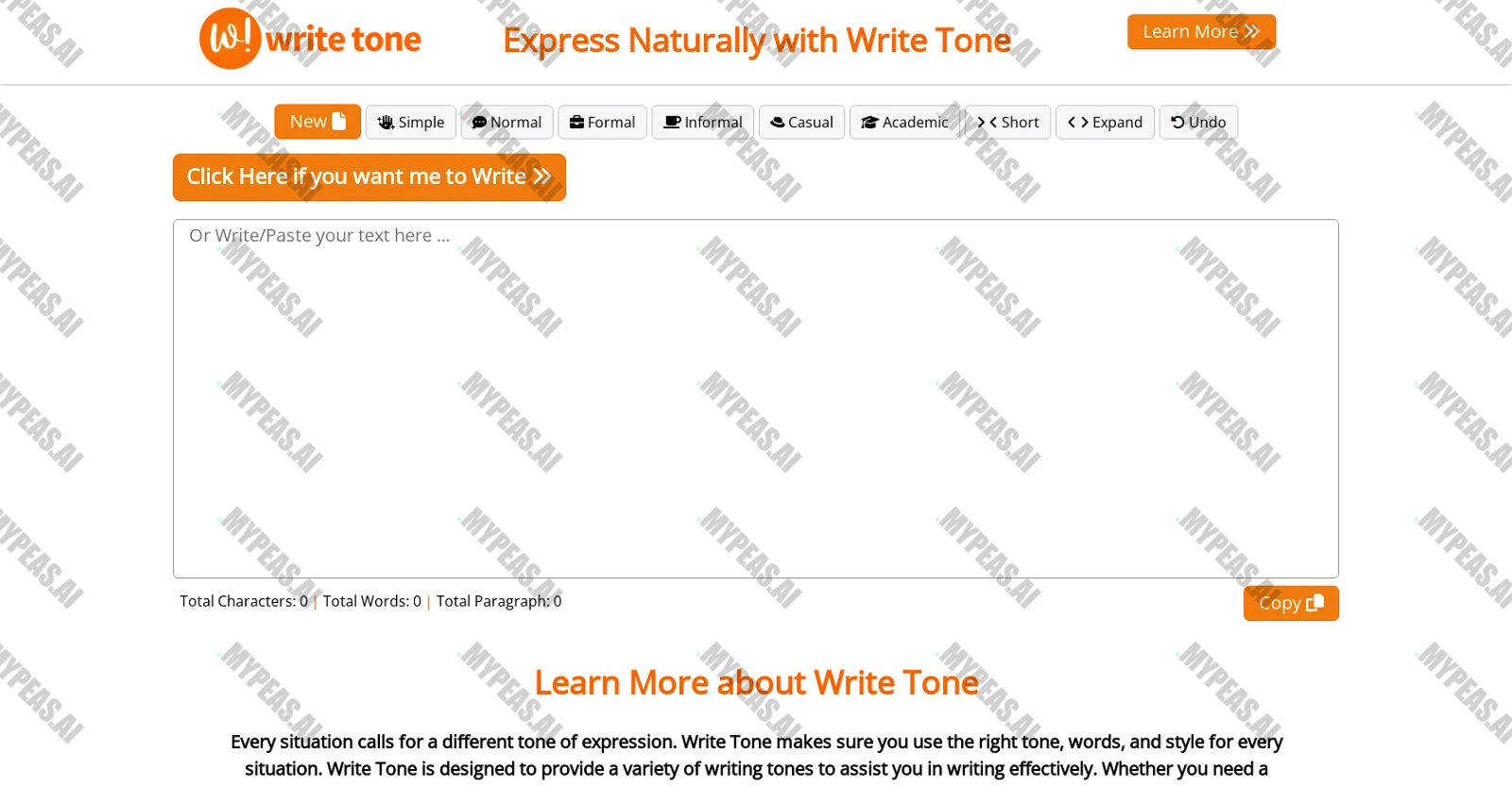 Write Tone screenshot