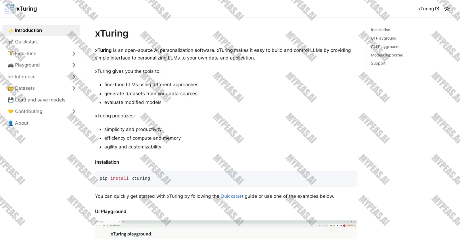 Xturing screenshot