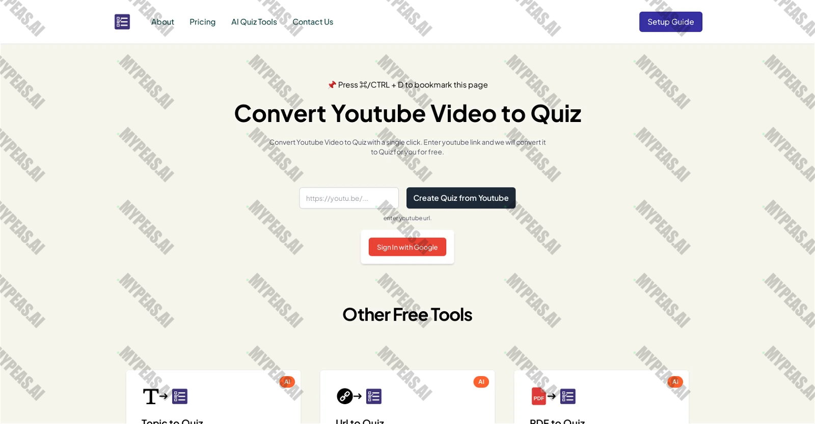 Youtube to Quiz screenshot