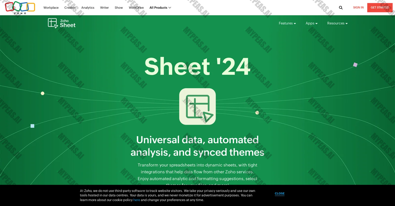 Zoho Sheet screenshot